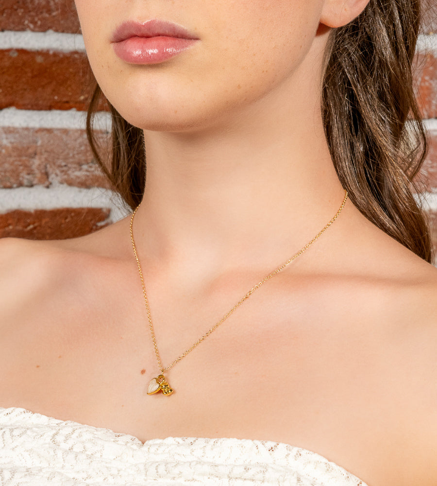 Pretty Little Baby – Collana oro con cuore e orsetto